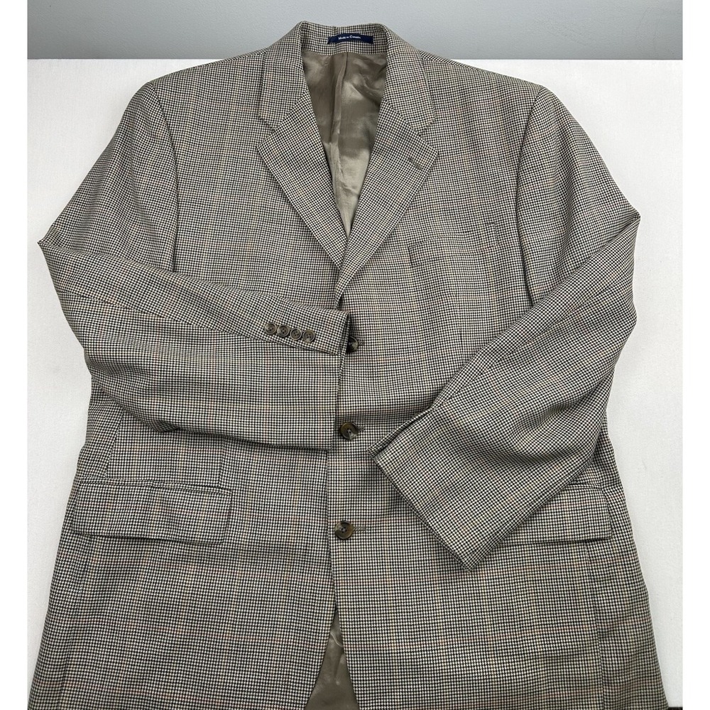 RALPH Ralph LAUREN Houndstooth Blazer Men's‎ 48 Sport Coat Wool Black White Tan